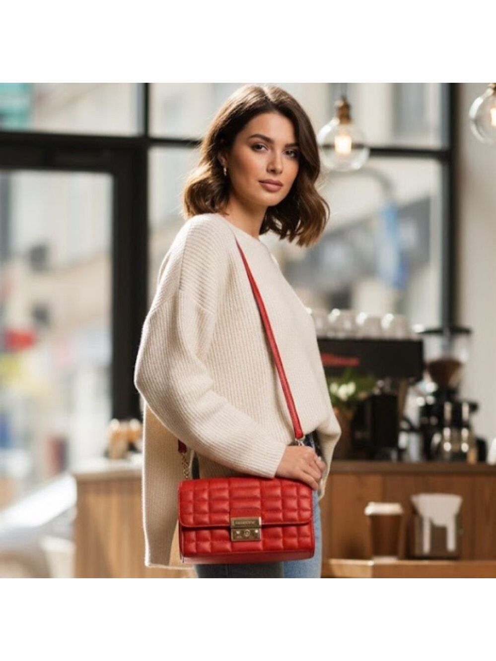 Michael Kors Spiced Coral Quilted Crossbody Bag